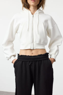 TRENDYOLMILLA Gri Melanj Regular/Normal Kal?p Kapusonlu Kal?n ici Polarl? Orme Sweatshirt TWOAW25SW00068 фото 9