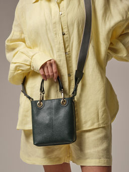 Сумка кожаная кросс-боди Deboro 30347 темно-зеленый