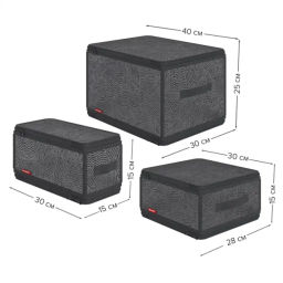 VAL MN-ZIP-LMS Набор кофров для хранения с молнией 3шт.,40*30*25см,30*28*15см,30*15*15см,MONET NIGHT, шт