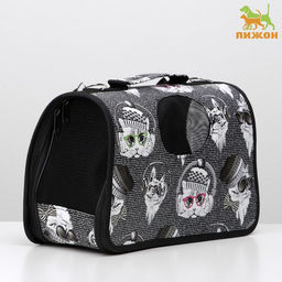 Сумка-переноска каркасная Зимние коты, размер S, 37,5 х 17 х 22 см