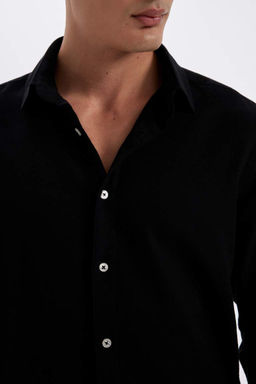 Хлопковая рубашка с длинными рукавами и воротником-поло Modern Fit - Defacto фото 5