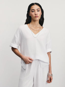 Рубашка из муслина с V-образным вырезом / Zarina  фото 2