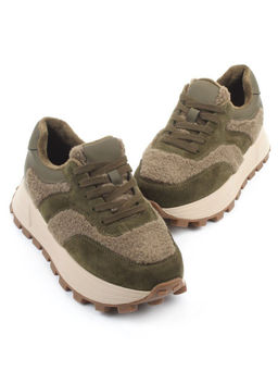 04-P118-2C GREEN Кроссовки демисезонные женские (натуральная замша, натуральная кожа, текстиль)