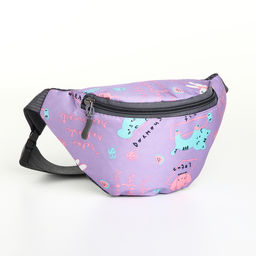 Сумка поясная детская для девочки на молнии, сиреневая