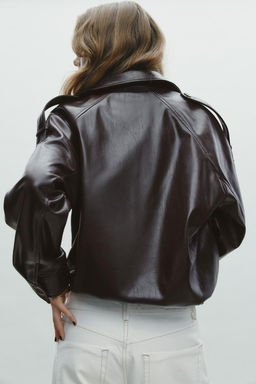 LEATHER EFFECT BOMBER JACKET - Zara фото 4