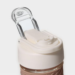 Бутылка для воды «Бьорн», 400 мл, с крышкой и трубочкой «Бьорн», стекло, бежевая