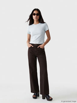 Bisiklet Yaka Kad?n Crop