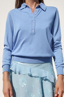 KNIT POLO SHIRT WITH BUTTONS - Zara фото 2