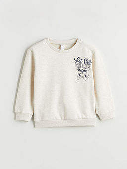 Bask?l? Erkek ?ocuk Sweatshirt