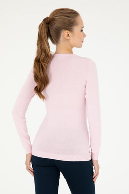 Женский розовый базовый свитер с v-образным вырезом Неожиданная скидка в корзине - U.s. polo assn фото 12