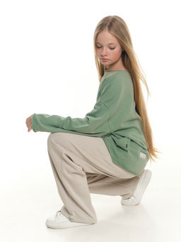 Толстовка с необработанными краями 22-2016 фисташковый - Mini maxi фото 18