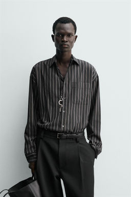 CAMISA FLUIDA RAYAS / Negro - Zara фото 2