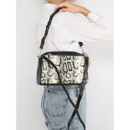 Сумка женская натуральная кожа GU 2033-0011, 3отд, плечевой ремень, черный/серый 257978 - Adelia фото 5