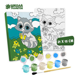 Картина по номерам Енотик на полянке 21 15 см