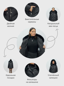 Куртка зимняя женская с мехом и капюшоном тренд черного цвета 7759Ch Бренд: Visdeer - Mtforce фото 23