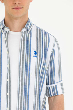 Мужская белая рубашка в полоску Saks - U.s. polo assn фото 7