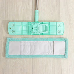 Швабра для мытья пола плоская Доляна, насадка из микрофибры 40?10 см, телескопическая стальная ручка 68(122) см  фото 4