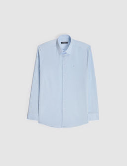 A__k Mavi Slim Fit Uzun Kollu Esnek Basic G_mlek