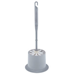 Ерш унитазный пластмассовый со съемной ручкой "Шляпа" 35см, с подставкой д13см h9,2см, серый (Китай)