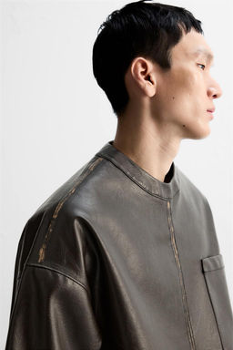 FADED LEATHER EFFECT OVERSHIRT - Zara фото 2