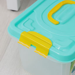 Контейнер для хранения с крышкой, 10 л, 35.9×24.2×21.1 см, прямоугольный, прозрачный, зелёный