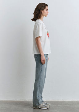 Napoli Bask?l? Beyaz Tisort - Mavi фото 5