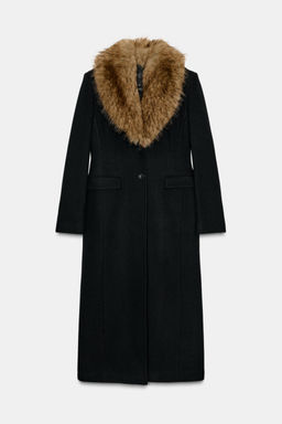 WOOL COAT WITH FAUX FUR COLLAR ZW COLLECTION - Zara фото 6