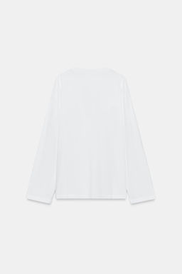CAMISETA ESCOTE PICO ALGOD?N / Blanco - Zara фото 7