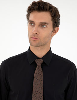 Черная рубашка узкого кроя с длинным рукавом - Cacharel фото 2