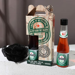 Подарочный набор Удачи и везения: гель для душа пиво 250 мл и мочалка для тела, Чистое счастье