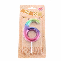 Цена за 3 шт. Свеча в торт «Цифра 6», 9 см