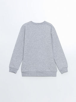 Bisiklet Yaka Bask?l? Erkek ?ocuk Sweatshirt