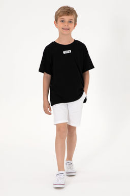 Erkek Гocuk Siyah Oversize Bisiklet Yaka TiЕГrt