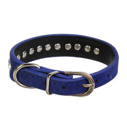 Ошейник Бархат и стразы, 31 х 1,3/2 см, ОШ 22-28 см, синий - Пижон фото 2