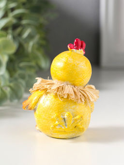 Фигурка полистоун Жёлтый цыплёнок с соломенным венком, 7?7?8 см