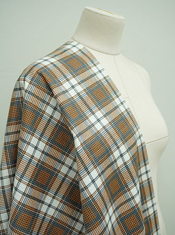 Фланель Клетка цв.орех/серый на белом, ш.1.5м, хлопок-100%, 150гр/м.кв - Купава фото 5