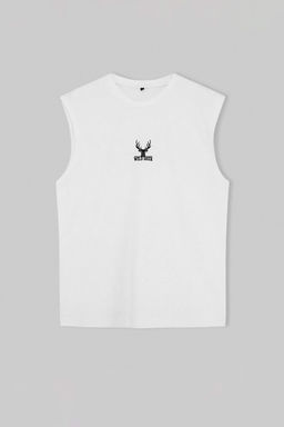 Beyaz Oversize/Genis Kesim %100 Pamuk Nak?sl? Atlet TMNSS26AL00002