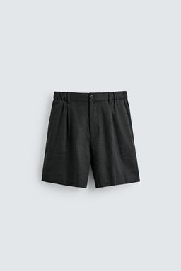 BERMUDA RELAXED FIT LINO - VISCOSA / Negro