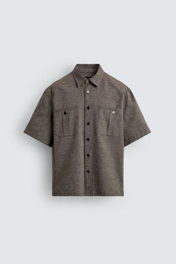 CAMISA OVERSIZE FIT BOLSILLOS / marr?n vigor? - Zara фото 7