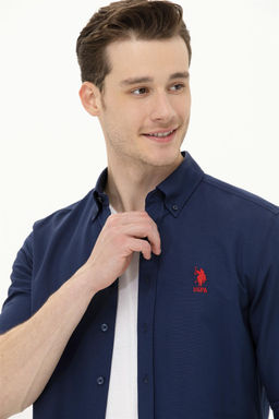 Мужская темно-синяя базовая рубашка с длинным рукавом Неожиданная скидка в корзине - U.s. polo assn фото 3