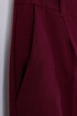 Bordo Pilili Wide Leg/Genis Paca Dokuma Pantolon TWOAW25PL00113