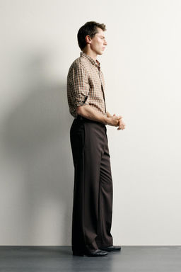 CAMISA CUADROS 100% LINO / Khaki - Zara фото 4