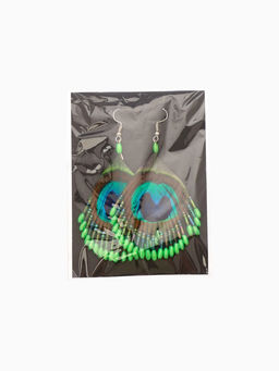 Серьги «Павлин», 5×8 см, зелёные