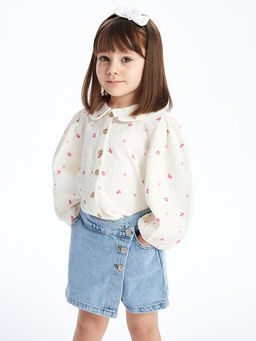 Bebe Yaka Uzun Kollu ?i?ekli K?z Bebek G?mlek