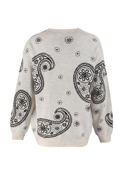 Trendyolmilla Man Bej Oversize Sal Desenli Bisiklet Yaka Triko Kazak TMNAW23KZ00104  фото 8