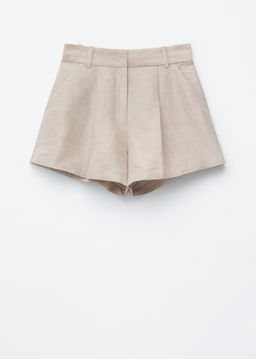Pantalones cortos plisados en mezcla de lino
