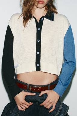 CONTRAST KNIT CARDIGAN - Zara фото 3