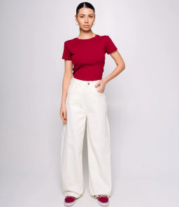 Джинсы #КТ15108, молочный