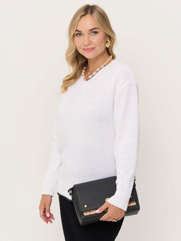 Джемпер женский 9252-94230. 501/9500 белый/чёрный/метонить сильвер