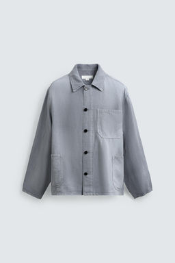 SOBRECAMISA RELAXED FIT ALGOD?N - LINO / Azul - Zara фото 7